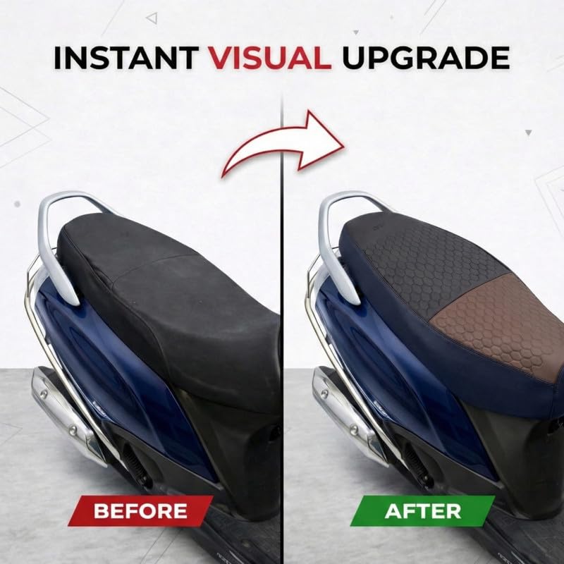 Image of Neodrift Premium Scooty Seat Cover - Suzuki Access 125 | Coffee+Black | Anti-Slip & Shock-Absorbing Design | Water-Resistant Fit | Strip Cushioning | Professional Fit | Nappa Art Leather