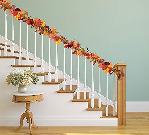 DearHouse 2 Pack Fall Garland Maple Leaf, 5.9Ft/Piece 7 Colors Hanging Vine Garland Artificial Autumn Foliage Garland Thanksgiving Decor for Home Wedding Fireplace Party Christmas - Image 3