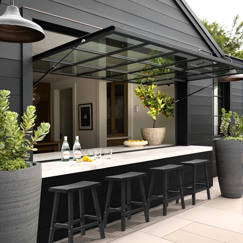 PatioZen Set de 2 Butacos Modernos de Resina Negro, Resistente al Agua y Rayos UV, para Interior y Exterior, 24 pulgadas miniatura 6