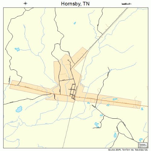 Large Street & Road Map of Hornsby, Tennessee TN Printed poster size