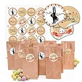Liebevolle Osterverpackung mit witzigen Osteraufklebern im Set. Die Papiertüte mit den Abmessungen 7 x 4 x 20,5 cm ist ideal für kleine Produkte und andere Kleinigkeiten. Eine natürliche Verpackung für Ostergeschenke vom Osterhasen und mit Liebe für selbstgemachte Sachen. Präsente für Kinder, Gäste, Freunde, Kollegen, Werbeartikel, Give-Away für Kunden.
