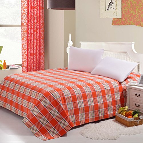 Drap plat en coton rayé grossier pour grand lit double 200x220
