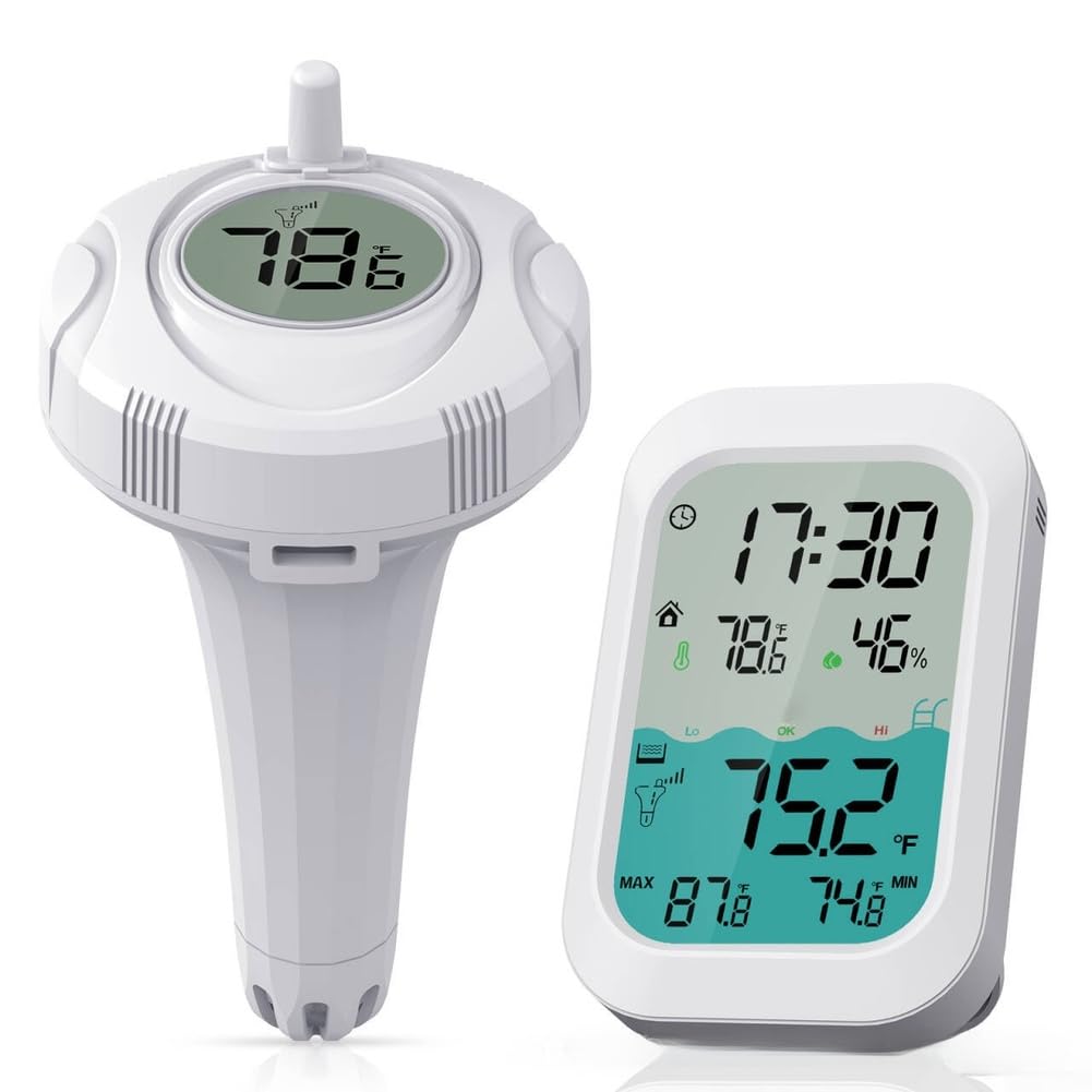 Termometro wireless per piscina, CP02, con retroilluminazione a LED, per piscine, acquari, vasche da bagno