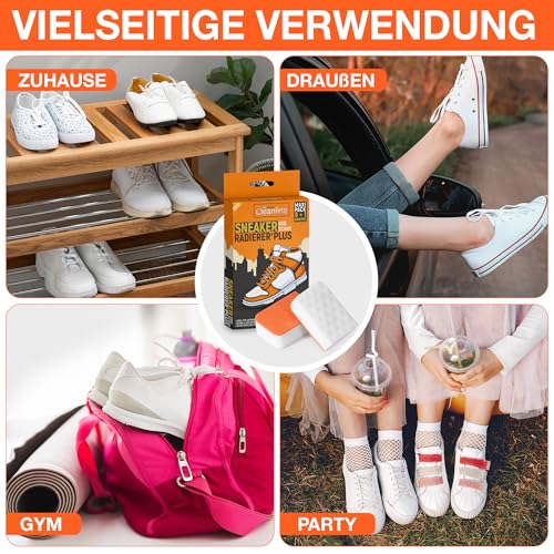HULKIES Cleanline Premium Schmutz Radierer für Schuhe, Maxipack 8+1 gratis, Reinigungsschwamm ohne Chemie, 2in1 Radierer für Sneaker & Sohlen