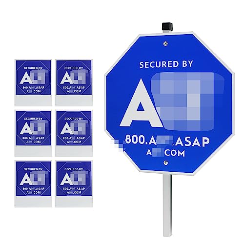 28” Sign, Security Signs with 6 Stickers Metal Yard Sign with Stake,Heavy Duty Weather Resistance Sign for Protection