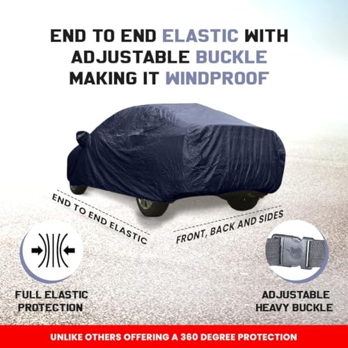 Image of Autofact Car Body Cover Compatible with Maruti Swift Dzire 2025 Onwards | Triple-Stitched, Windproof with Buckle Belt, Elastic Hem, UV Protection, Scratchproof & Dustproof, Soft Feather-Like Fabric