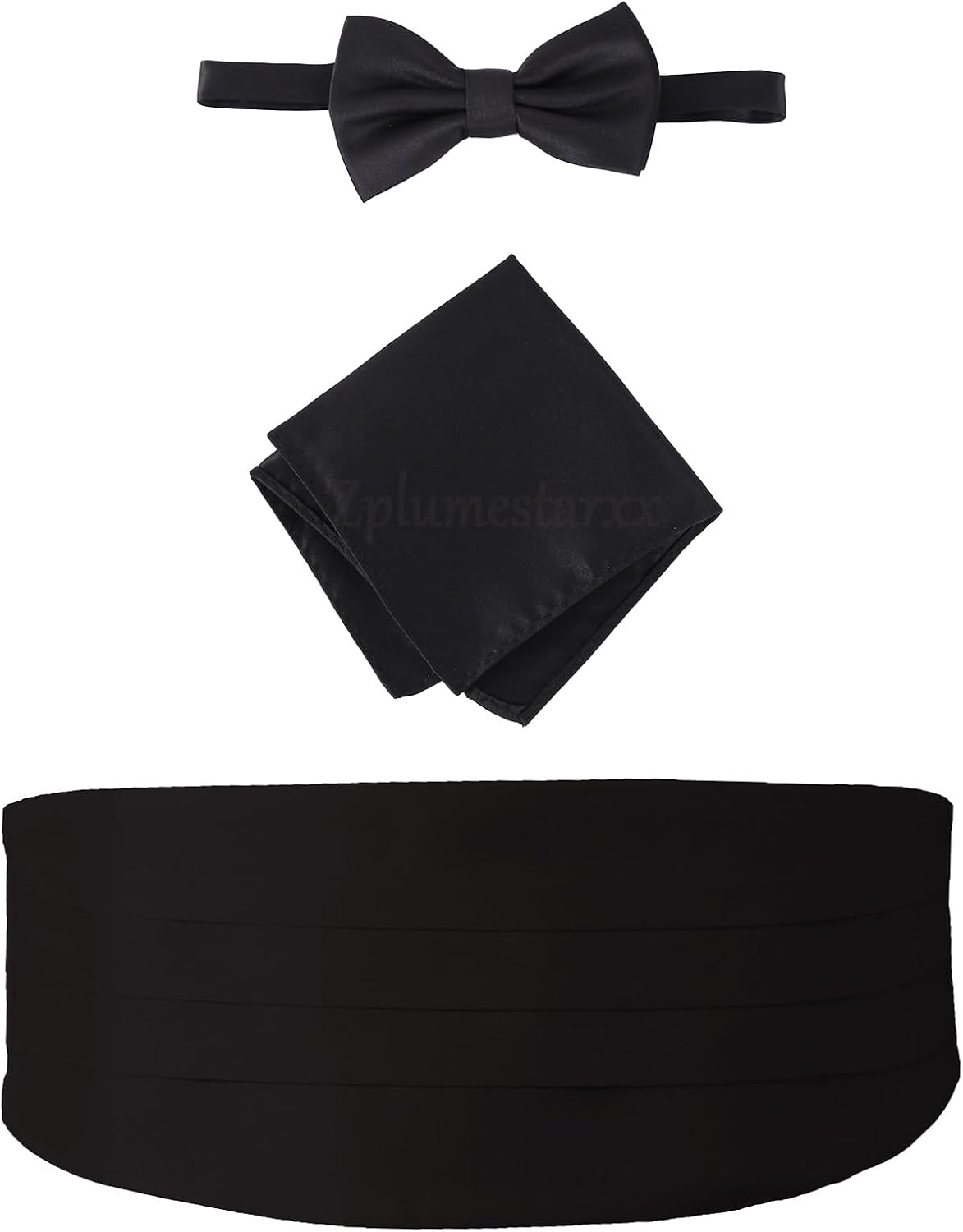 Cummerbund Bow Tie Set Mens Formal Solid Pre-Tied Bow Tie Cummerbund And Pocket Square Set Men'S 3 Piece Formal Accessory Set