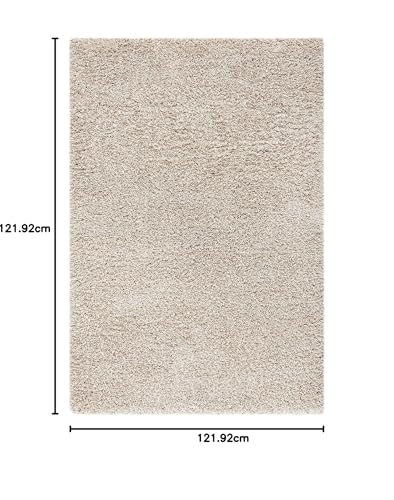 Image of Handwoven Microfibre 3D Rug for Living Room (Beige, 4 X 4 Feet (Round), Microfibre)
