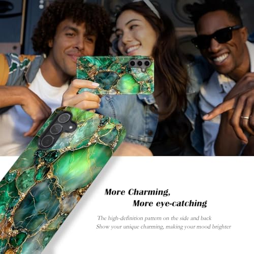 Coque Samsung S26 Plus 5G double couche antichoc onyx vert et veines dorées robuste BSMOSPER - 4