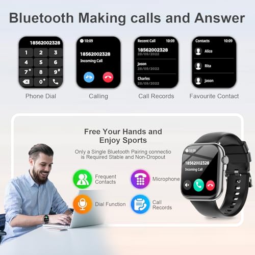 Image of Smart Watches for Men Women with Bluetooth Calls,7 Days Battery,1.83 inch Fitness Tracker with HR /Sleep /BP Monitor,110+ Sports IP68 Activity Trackers Watch for Android Phones Black