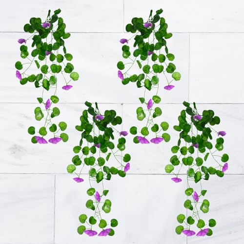 DecoreBugs Artificial Flower Plants Leaves Hanging Ivy Garlands Plant Greenery Vine Creeper Home Decor Door Wall Balcony Decoration Party Festival Craft (Pack of 4)