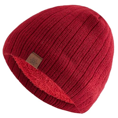 Bonnet tricoté unisexe doublé peluche pour stopper le froid crânien lors des sorties