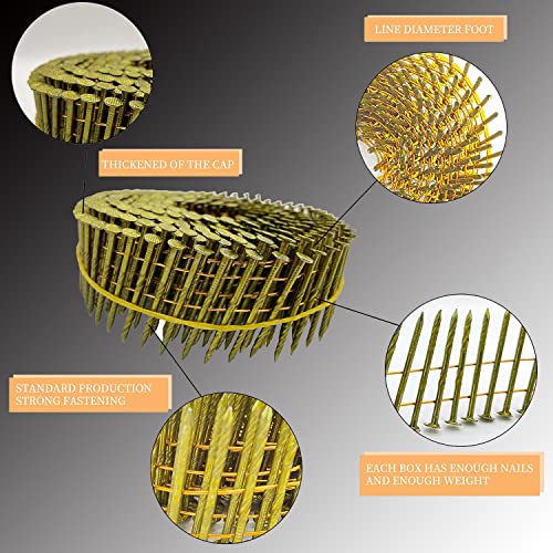 Framing Collated Siding Nails, 3600 Count -1/2-Inch By .080-Inch Collated Wire Coil, 15 Degree Ring Shank Coil Thickcoat Round Head For Rough Nailing,Siding, Sheathing, Decking And Fencing #TOP1