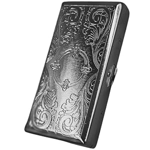 Cigarette Case Victorian Style Metal Holder for Regular, King and 100’s Size Pocket Protective Security Wallet (ES100, Silver)