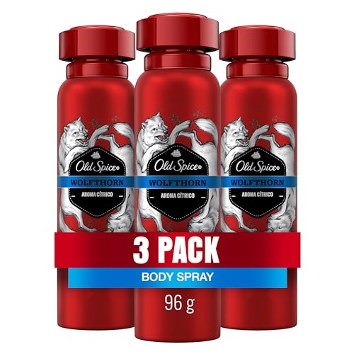 Talcos Y Desodorantes, Beauty OLD SPICE, Pack de 3, Desodorante en Spray, Wolfthorn, Aroma Cítrico, Adiós Mal Olor, Cuidado para Hombre, 96 g c/u