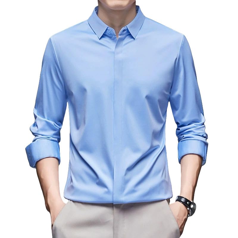 Chemise décontractée à manches longues pour homme idéale au printemps automne en coton kaki