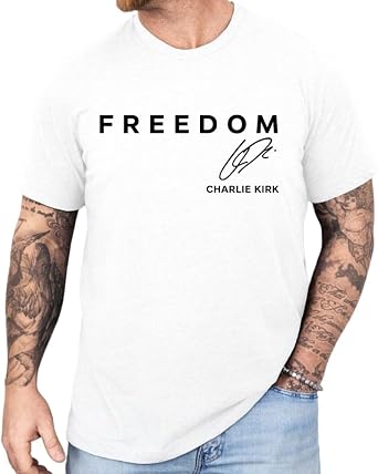 Charlie Kirk T Shirt, Freedom Charlie Kirk Merch with signature, A True Patriot Charlie Kirk Shirt.