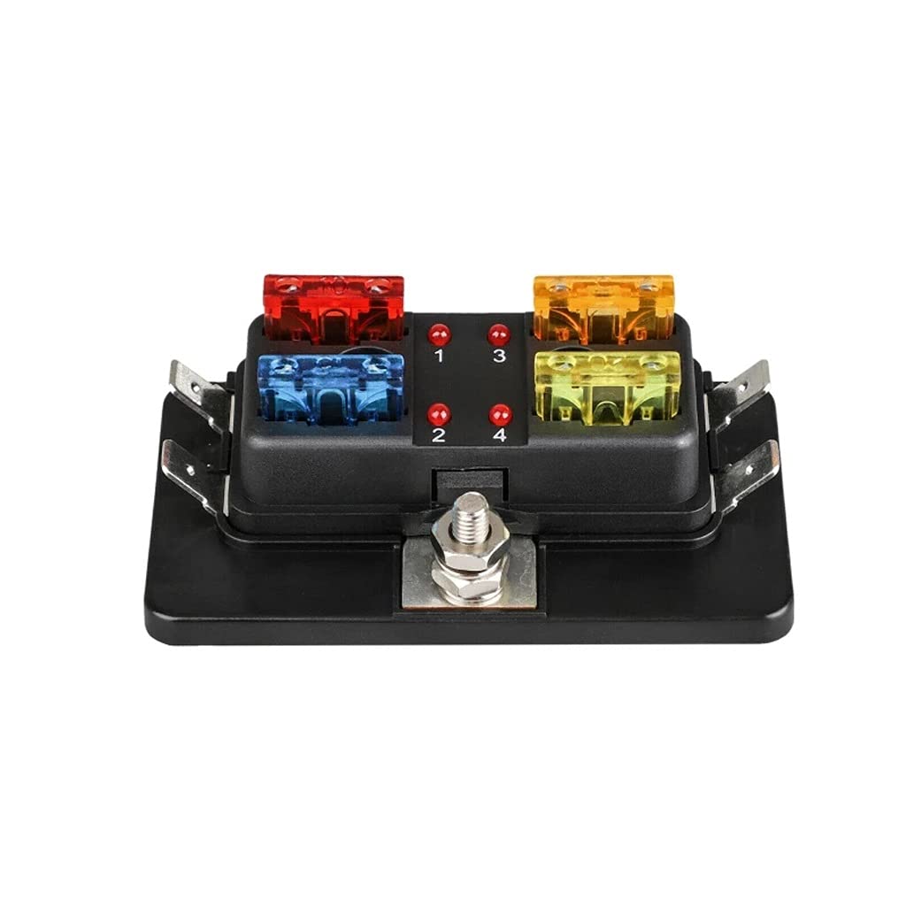 Auto Replacement Parts Accessories 4 Way 12V/24V Auto Car Power Distribution Blade Fuse Holder Box Block Panel Board Fuses