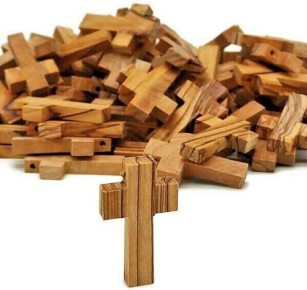 Generic 100 Pcs Olive Wood Crosses Hand Made Pendants Holy Land Gift Jerusalem Cross