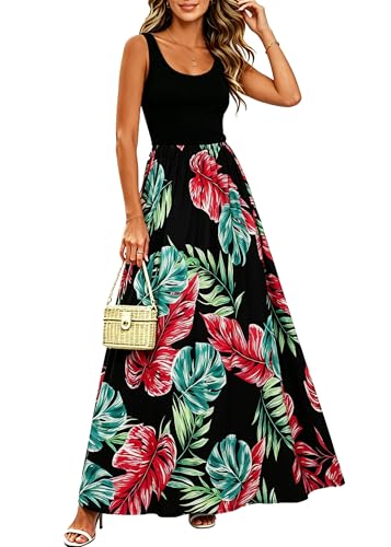 Image of Bluetime Women's Summer Boho Sleeveless Floral Print Tank Long Maxi Dress (S-3XL)
