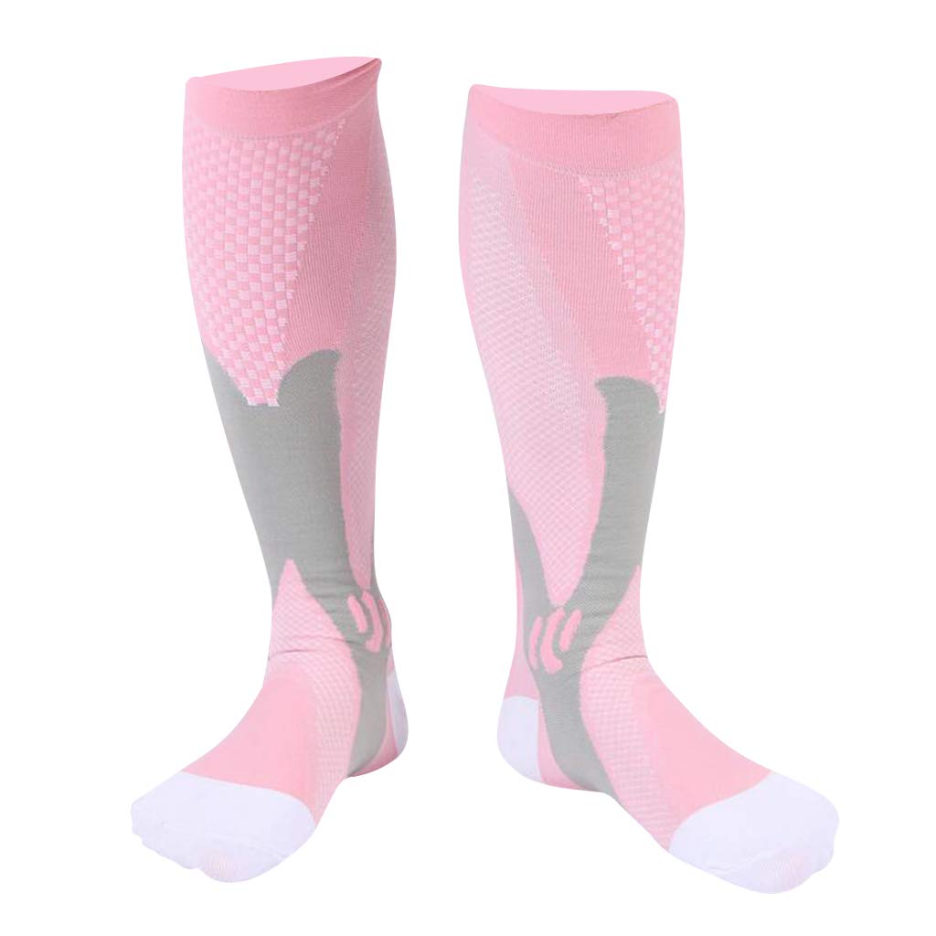 URJIX™ 1Pair Compression Socks Knee High Stockings Sleeve Sneaker Socks Pink XXL-image-37
