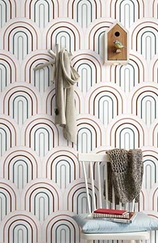 Ciciwind Peel And Stick Wallpaper Boho Rainbow Removable Wallpaper Colorful Contact Paper Self Adhesive Modern Geometric Vinyl Wallpaper For Living Room Nursery Bedroom Bathroom Wall 78.7In×15.5In #TOP7