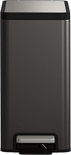 Vista 88 de Kohler 20956-ST - Escalón de cocina de reciclaje manos libres de 11 galones, cubo de basura con pedal de pie, tapa de cierre silencioso, acero Acero