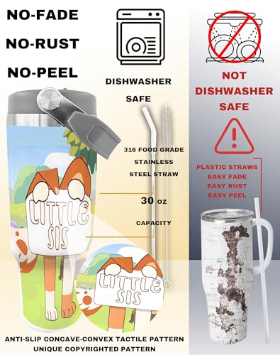 Water Bottle for School 30 oz Tumbler with Handle and flip straw Vacuum Insulated Tumblers tainless Steel Insulated Tumbler Keeps Cold for 24 Hours, Leakproof Cup Fits in Cup Holder Girls Sis Gift