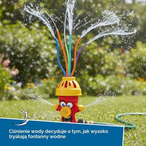 alldoro 60215 Hydrant zraszacz wodny, dla dzieci od 3 lat, z wężami rozpryskującymi wodę, kolorowy, 13,5 x 9,5 x 22,5 cm, czerwony