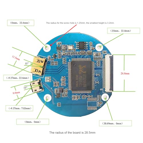 Image of TekGroAml 2.1 inch 480x480 400 nits Round LCD Display and Mini H /D Board | for PC Sensor Panel, Flight Sim Dashboard, Smart Watch, Windows Compatible