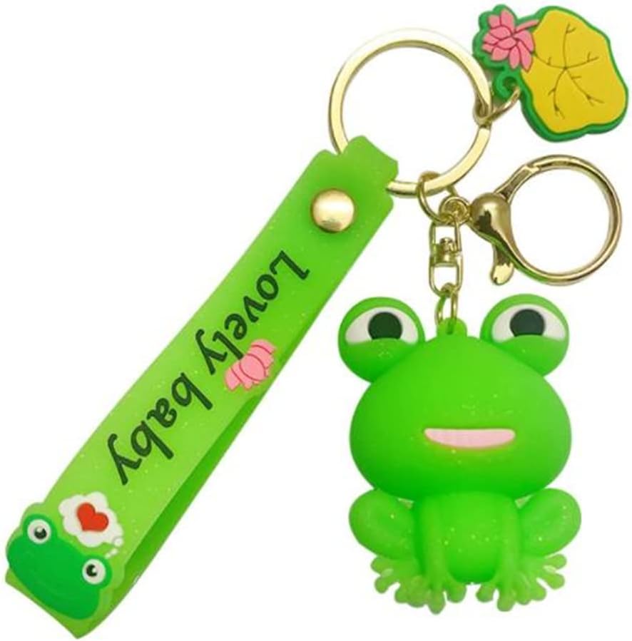 Ergugos Cartoon Animal Keyrings Key Chain Frog Keychain Woman Man PVC