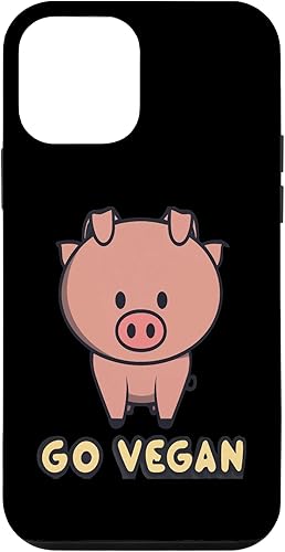 Funda para iPhone 12 mini go vegan funny pig typography illustration veggies