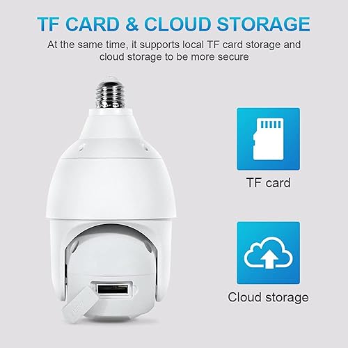 Vista 9 de EVERSECU Cámara de seguridad de bombilla de 2K 4MP, cámara domo de 4 pulgadas, vista de 360°, WiFi e inalámbrico 2.4G, detección de movimiento