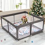Picture of UANLAUO Baby Playpen, Sturdy Playpen for Babies and Toddlers, Safety Baby Play Yards, Easy Assembly Large Baby Playpen for Babies, Anti-Collision BPA-Free Breathable Mesh Play Pen, 59in X 59in (Gray)