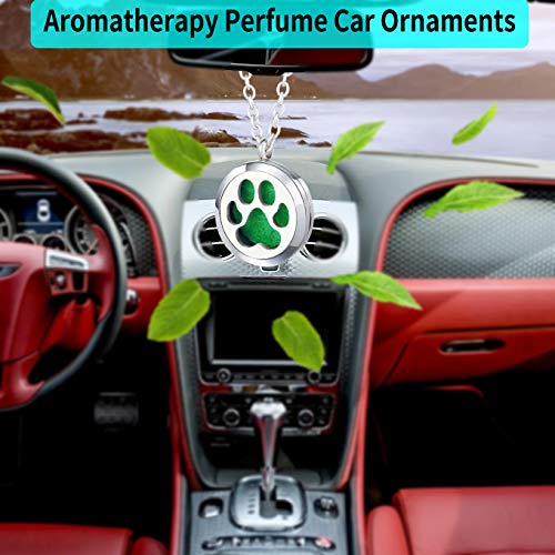 Popeoiuh Dog Paw Essential Oil Diffuser Necklace - Aromatherapy Charm Magnetic Locket Stainless Steel Chain Diffuser Pendant Jewelry For Women Men Teen Birthday Christmas #TOP6