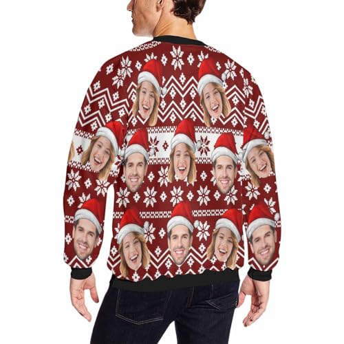 M YESCUSTOM Custom Ugly Christmas Sweatshirt for Men Personalized Face Sweater Funny Pullover Shirt Tops Crewneck Sweatshirts2
