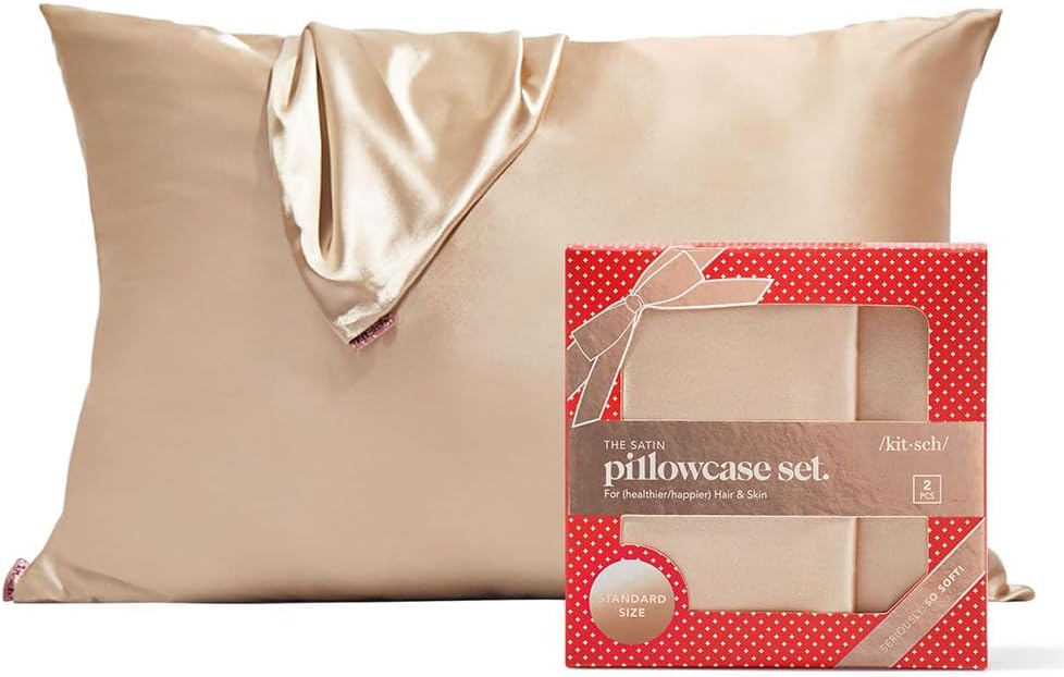 Kitsch Satin Pillowcase with Zipper for Hair and Skin Queen