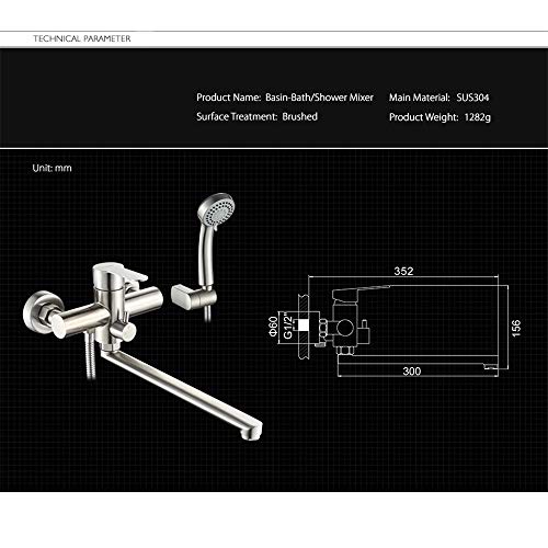 Mitigeur d'eau de robinet mural de baignoire avec douchette anti-calcaire et durable - 8