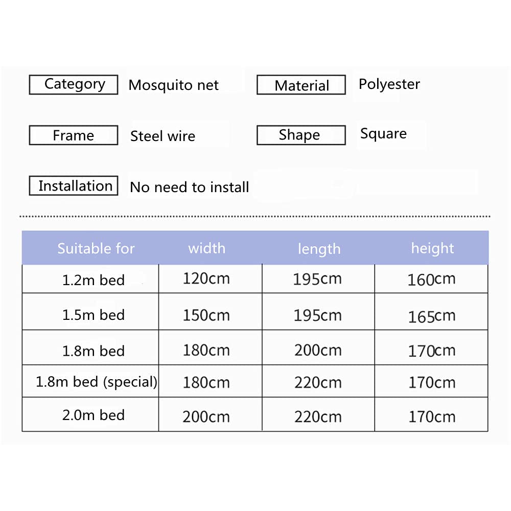 Moustiquaire portable, tente de lit pliable, idéale pour la maison ou les voyages, maille fine pour lit, 120 x 200 cm