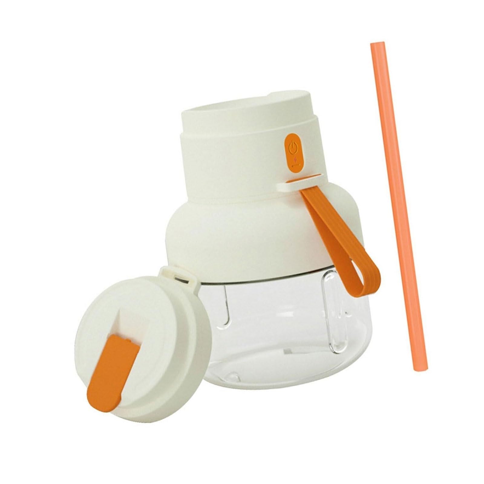 Plastikowy przenośny blender z 2 pokrywkami, duża pojemność, elektryczny blender USB, 12 ostrzy, do kuchni, biura, podróży, siłowni (pomarańczowy)