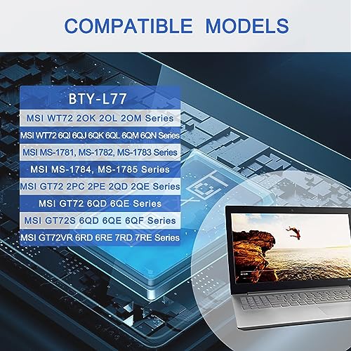 Image of JOTACT BTY-L77(11.1V 83.25Wh /7500mAh 9-Cell) Laptop Battery Compatible with MSI GT72 2PE 2QD 2QE 6QD 6QE GT72S 6QD 6QE 6QF WT72 2OK 2OM 6QI GT80 GT80S Series Notebook MS-1781 MS-1782 MS-1783 MS-1785