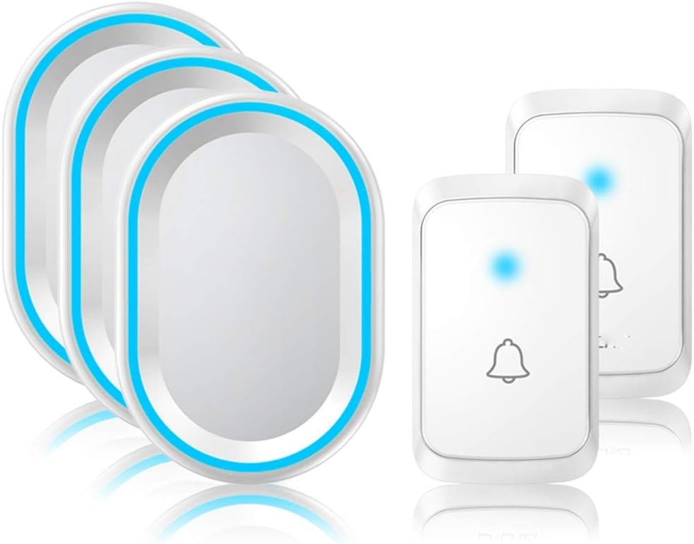 Doorbell Waterproof 1 Button 1 2 3 Receiver 300M Remote Home Intelligent Door Bell 58 Chimes US EU UK AU Plug (Color : OneColor) (OneColor)