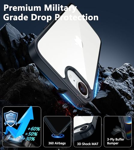 Image of FNTCASE for iPhone 17e & iPhone 16e Case Clear: Phone Cases Compatible with Magsafe Slim Anti Yellowing Military Grade Drop Protection Rugged Shockproof Protective Transparent Phone Cover (D-Black)