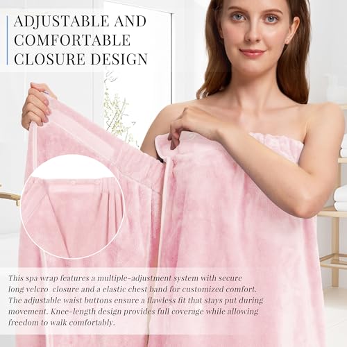 Towel Wrap for Women After Shower, Super Absorbent & Quick Dry Spa Bathrobes Lightweight With Pockets3