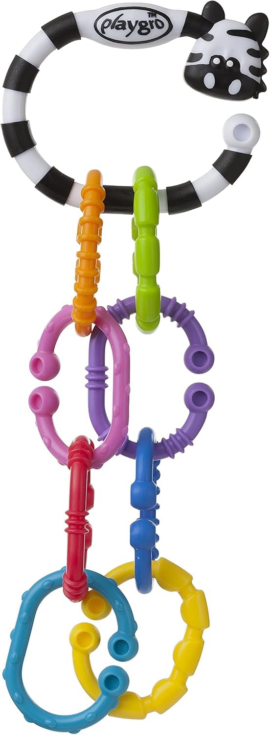Playgro Zebra Links – Engaging Stroller Baby Toy for Development and Sensory Play, 0+ Months