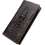 Itslife Men's RFID Vintage Look Genuine Leather Long Bifold Wallet Checkbook Wallets for Men