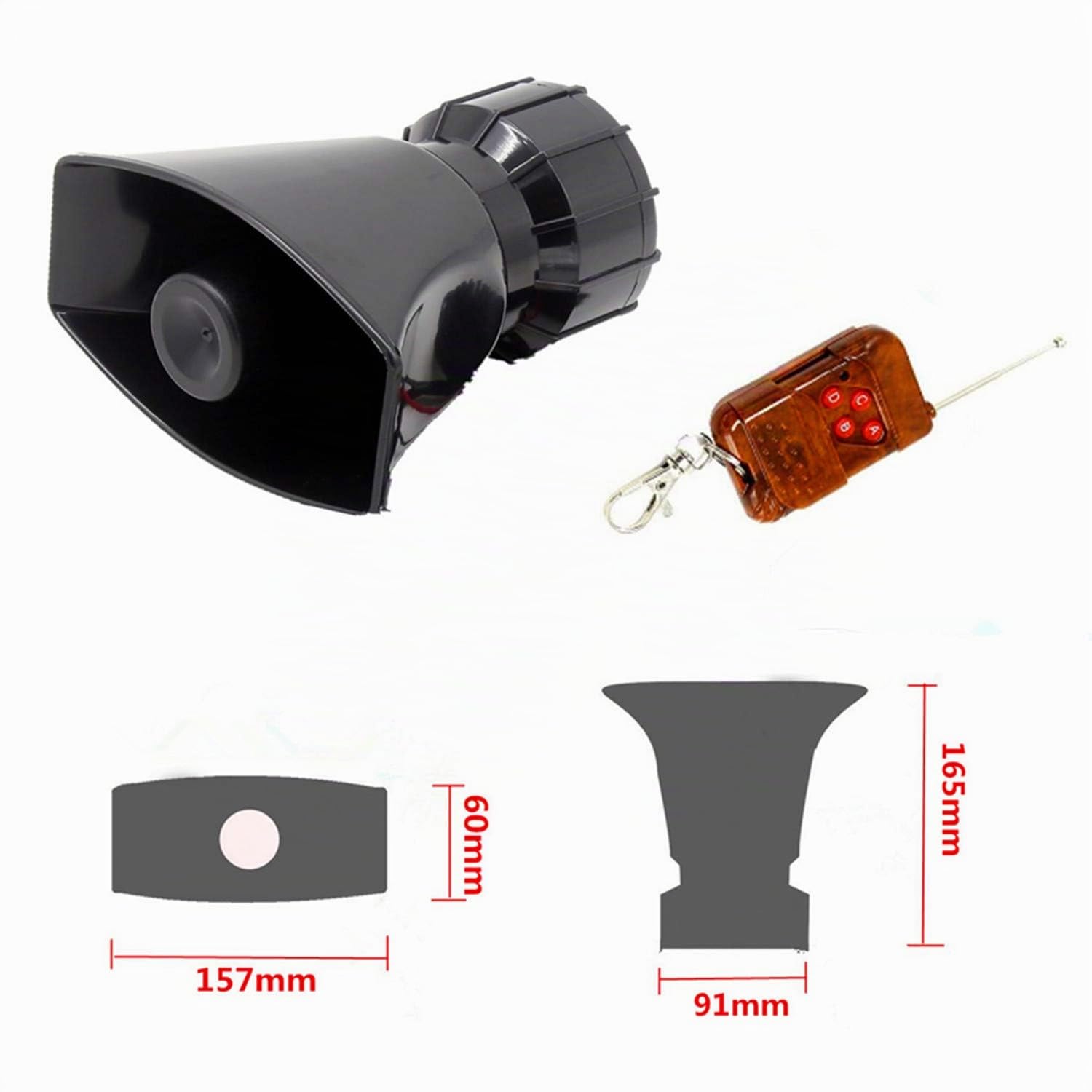 Car Horn Corne d'alarme à distance Corne de voiture Alarme de sirène 7 Tons 100W Sirène d'incendie de police Klaxon télécommande marron Haut-parleur sans fil pour tout 12V camion bateau ect