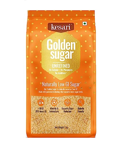 Kesari Golden Sugar Naturally Low GI Sugar | No Chemicals | Rich in minerals and antioxidants | Healthy sugar alternate for Brown sugar, White sugar (1 Kg, pack) Kesari Golden Sugar Naturally Low GI Sugar | No Chemicals | Rich in minerals and antioxidants | Healthy sugar alternate for Brown sugar, White sugar (1 Kg, pack)