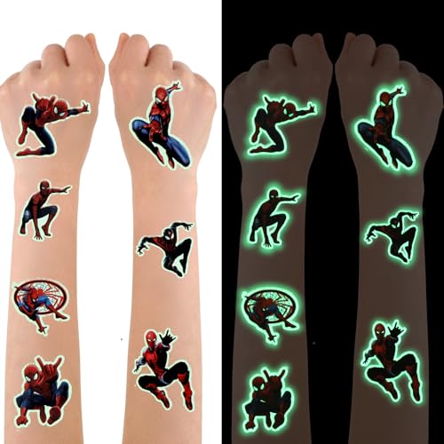 Tattoos (YW-9) Kinder Leucht Spiderman Set - 12 Blätter Wasserdicht für...