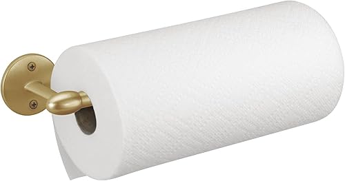 mDesign Soporte de metal para toallas de papel y dispensador, se monta en paredes o debajo de los gabinetes, para cocina, despensa, cuarto de